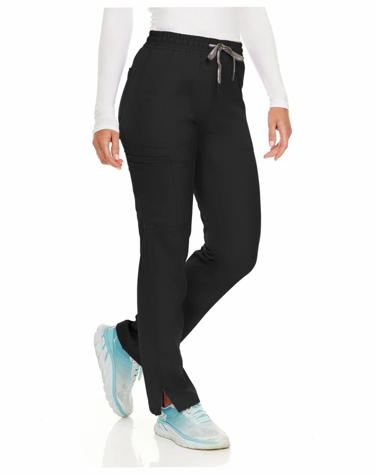 Plus Size Terri Stretch Straight Leg Six Pocket Cargo Scrub Pants, Black, 2X Large