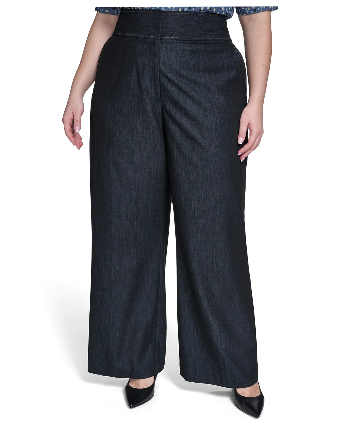 Plus Size Wide-Leg Mid Rise Pants
