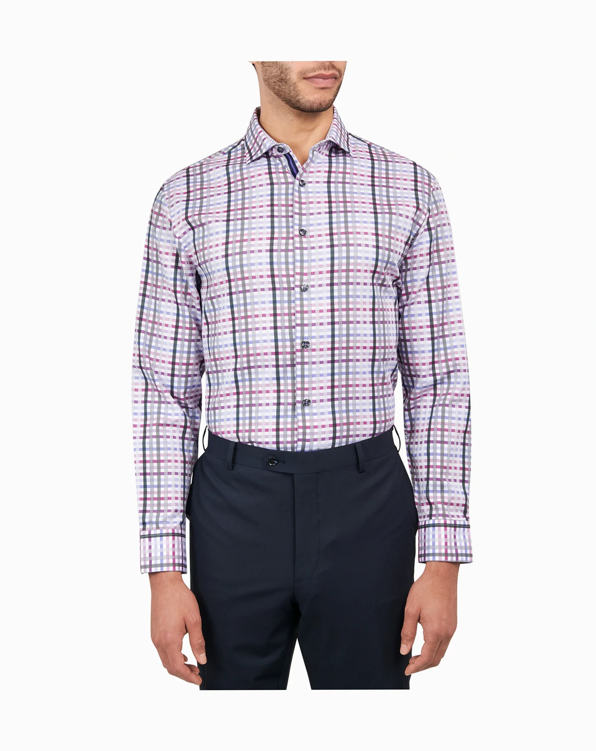Men's Regular-Fit Dobby Plaid Dress Shirt