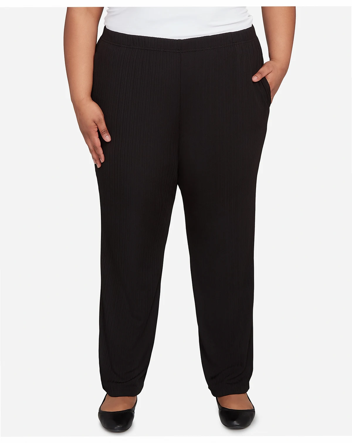 Plus Size As Usual Ribbed Knit Medium Length Pants
