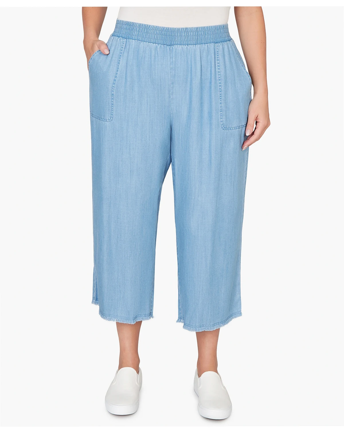 Plus Size Beachcomber Wide-Leg Patch Pocket Ankle Pants