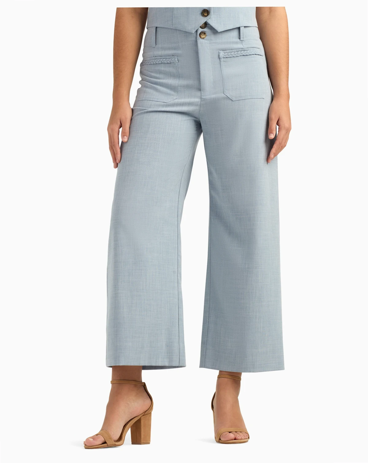 Juniors' Melange Suiting Cropped Pants