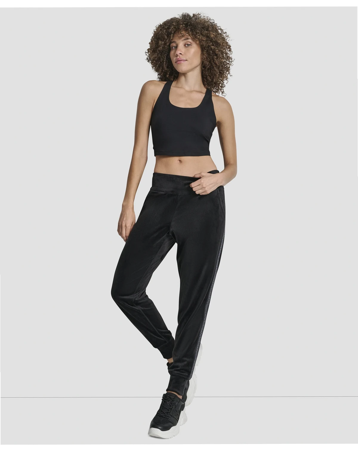 Women's Super Soft Velour Cuffed Metallic Logo Joggers
