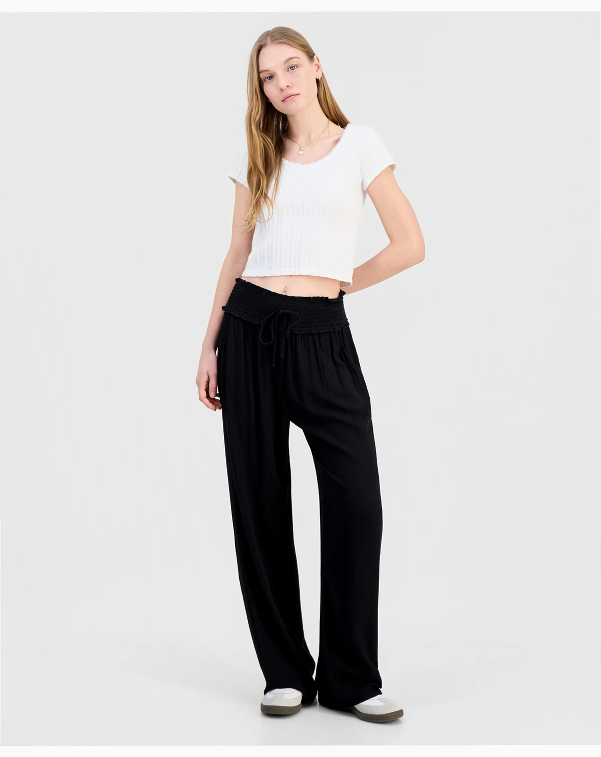 Juniors' Smocked-Waist Soft Pants
