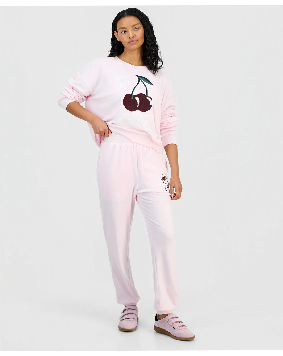 Juniors' Cherry Coke Velour Jogger Pants