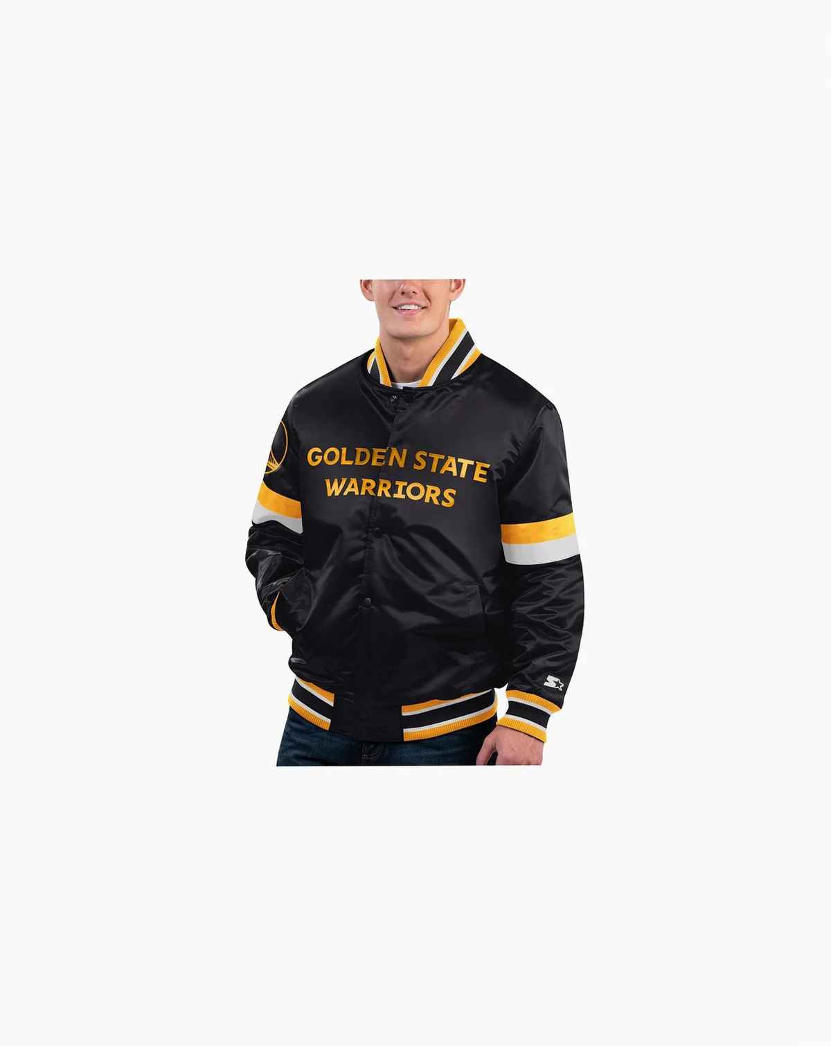 Men's Black Golden State Warriors Home Game Satin Full-Snap Varsity Jacket