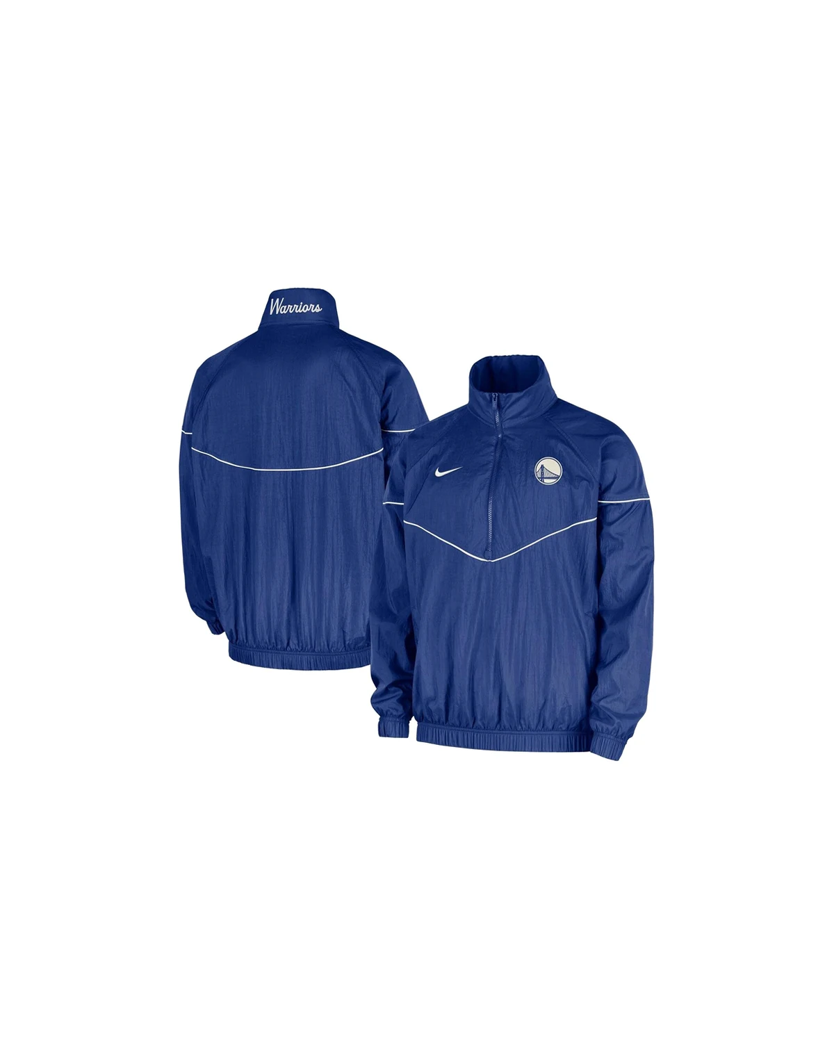 Men's Royal Golden State Warriors Courtside Wind Runner Woven Half-Zip Jacket