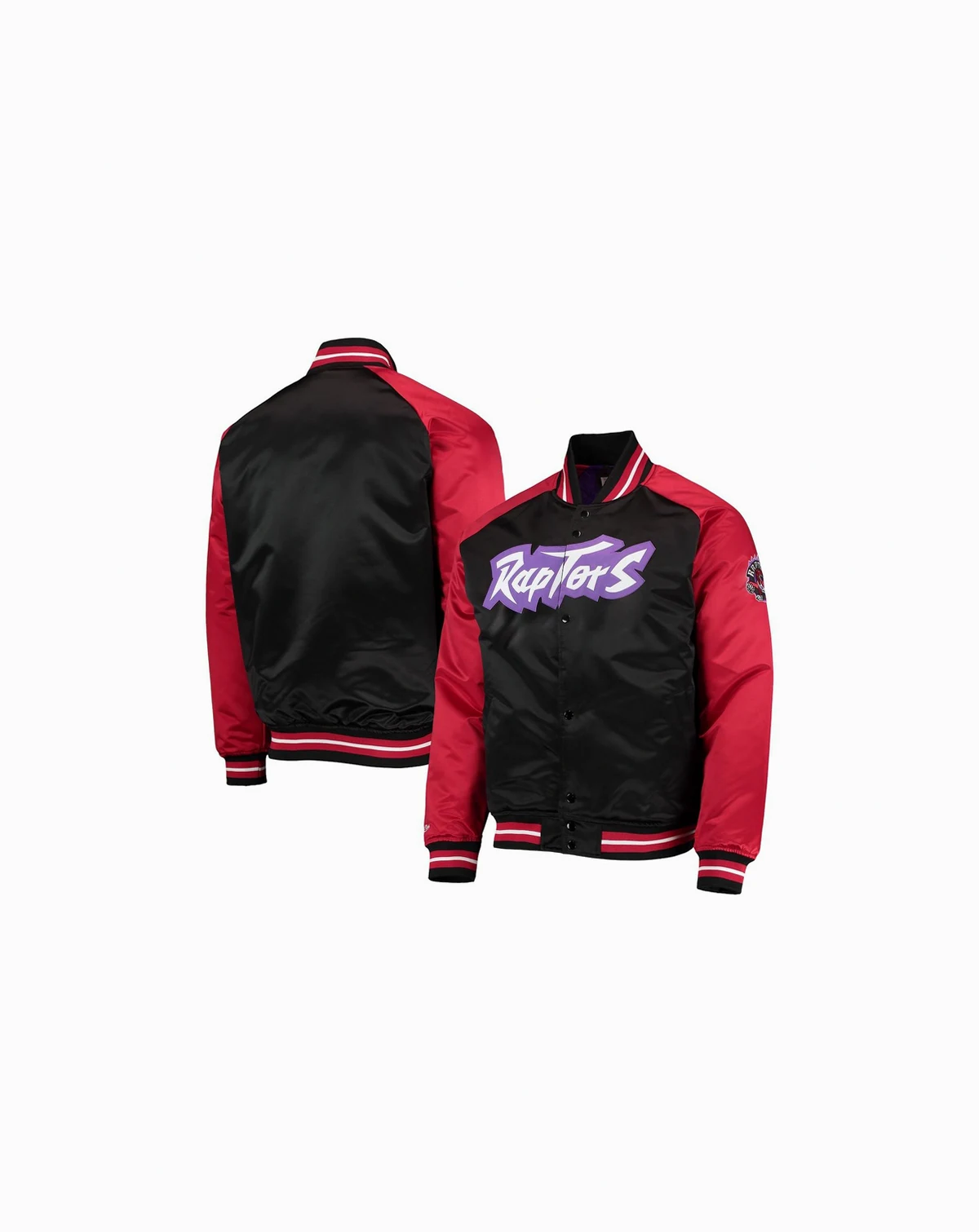 Men's Black, Red Toronto Raptors Hardwood Classics Reload 3.0 Raglan Full-Snap Satin Jacket