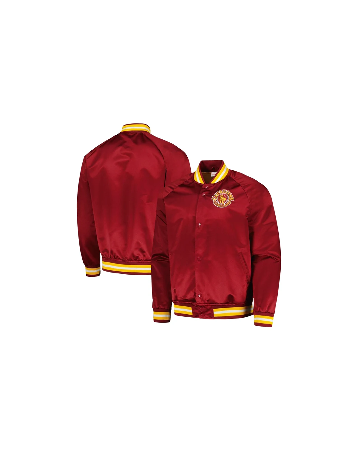 Men's Wine Cleveland Cavaliers Hardwood Classics Throwback Wordmark Raglan Full-Snap Jacket