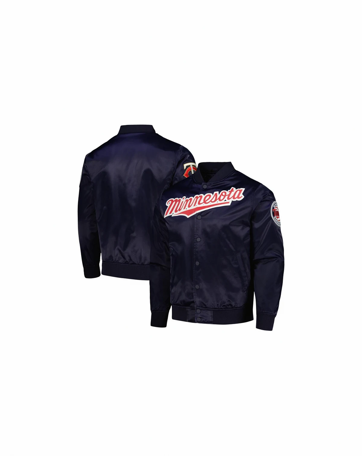 Men's Navy Minnesota Twins Wordmark Satin Full-Snap Jacket
