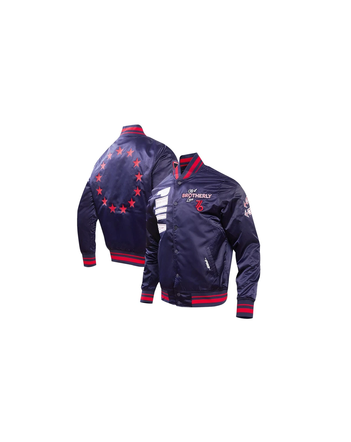 Men's Navy Philadelphia 76ers 2023/24 City Edition Satin Full-Snap Jacket