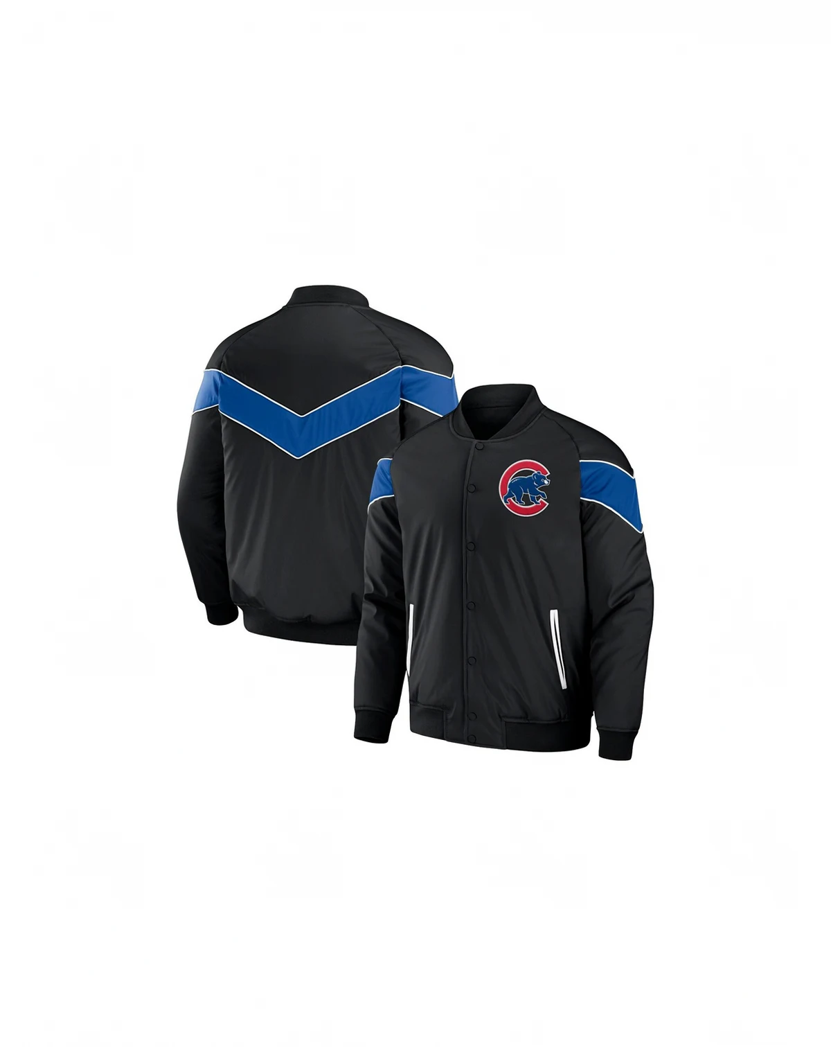Men's Black Chicago Cubs Baseball Raglan Full-Snap Jacket