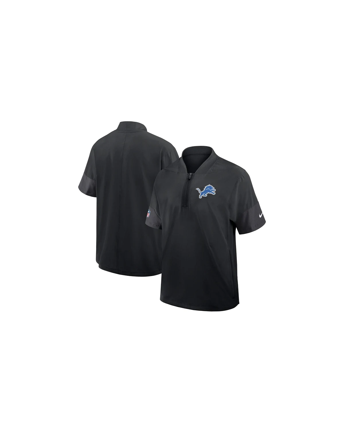 Men's Black Detroit Lions Sideline Short Sleeve Quarter-Zip Performance Coach Jacket