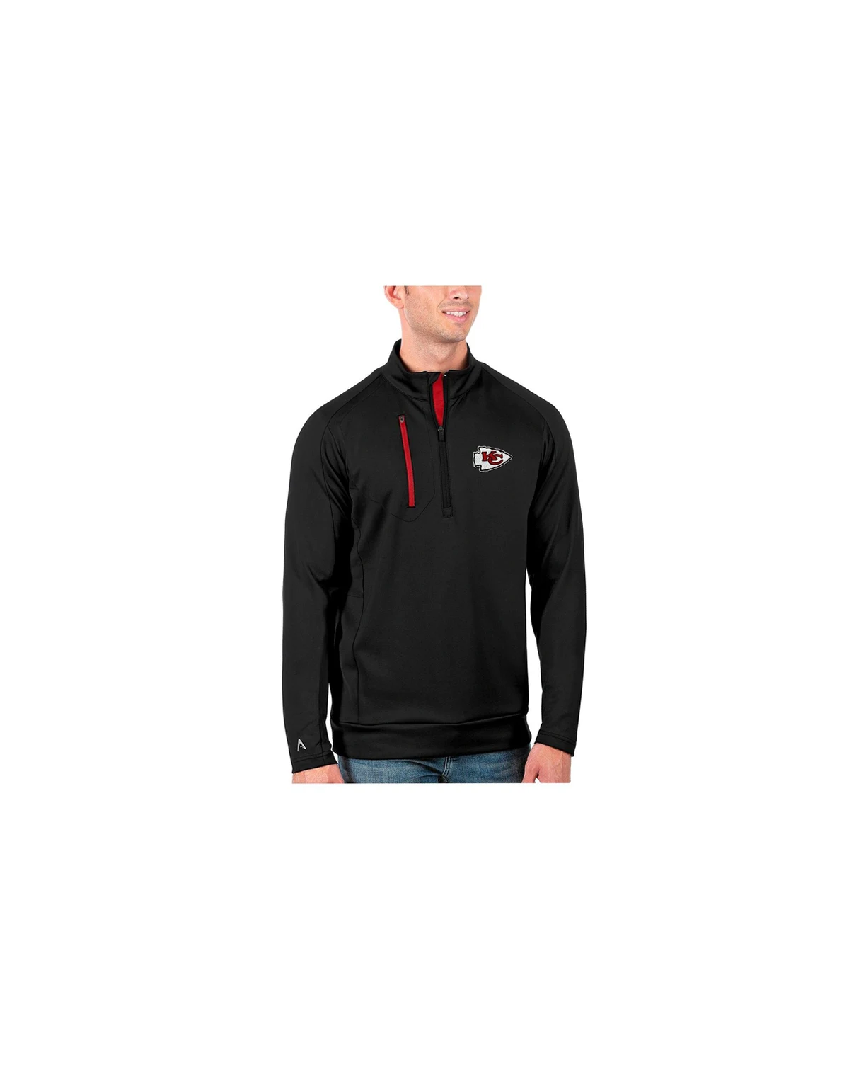 Men's Black/Red Kansas City Chiefs Generation Quarter-Zip Pullover Jacket