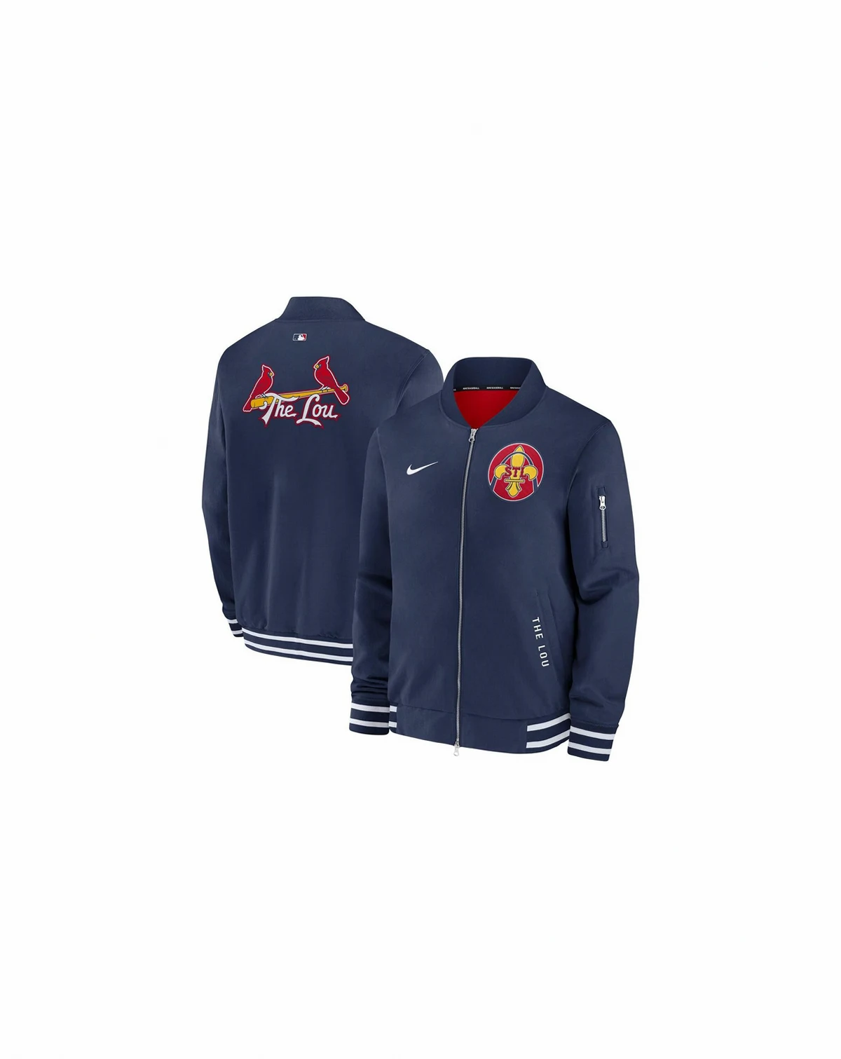 Men's Navy St. Louis Cardinals Authentic Collection City Connect Full-Zip Bomber Jacket