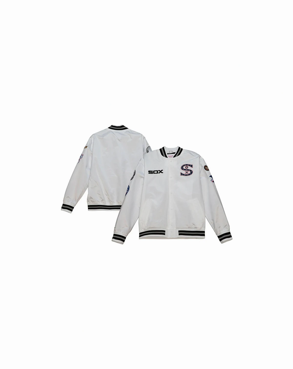 Men's White Chicago White Sox City Collection Satin Full-Snap Varsity Jacket