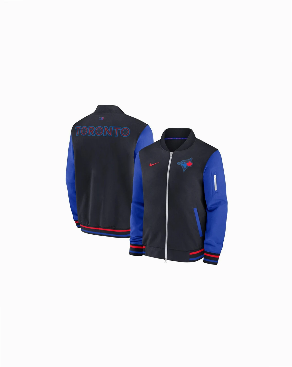 Men's Black Toronto Blue Jays 2024 City Connect Authentic Collection Game Time Full-Zip Bomber Jacket