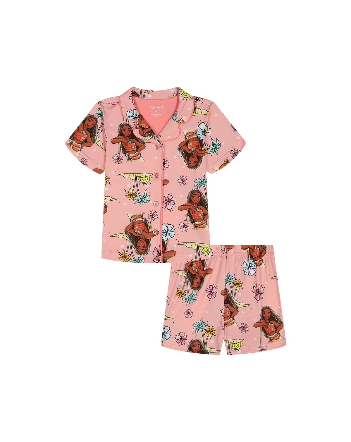 Girls' Toddler 2T-4T All Over Print Top and Shorts, 2-Piece Pajama Set