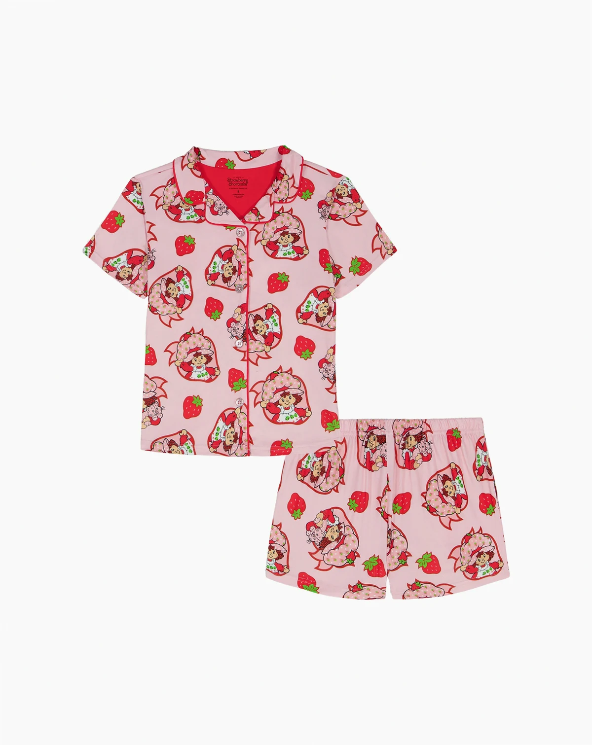 Girls' Toddler 2T-4T Notch Collar Top and Printed Shorts, 2-Piece Pajama Set