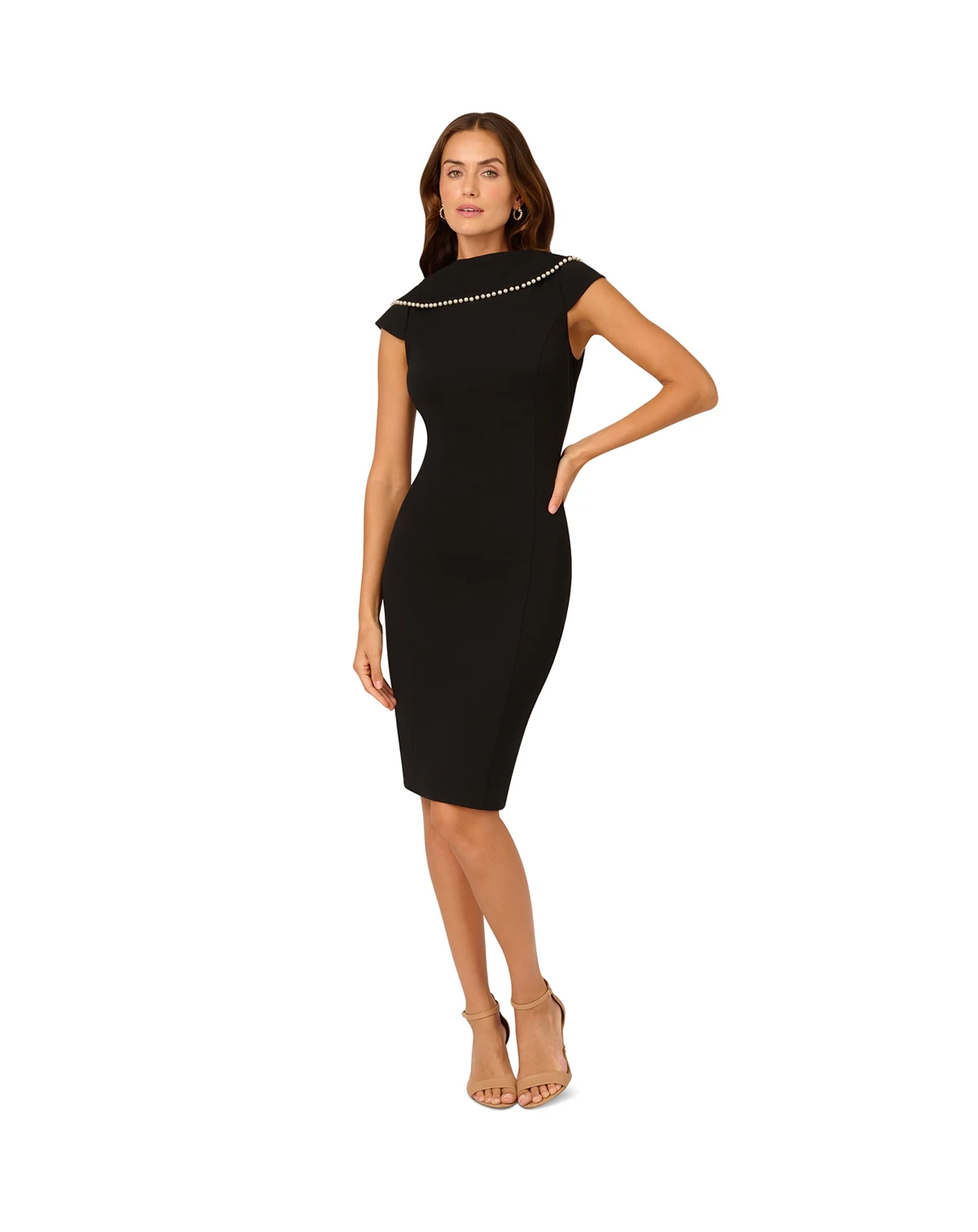Women's Folded-Neck V-Back Sheath Dress