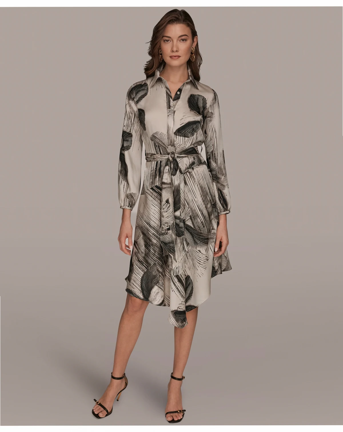 Women's Floral Collared Neck Shirt Dress