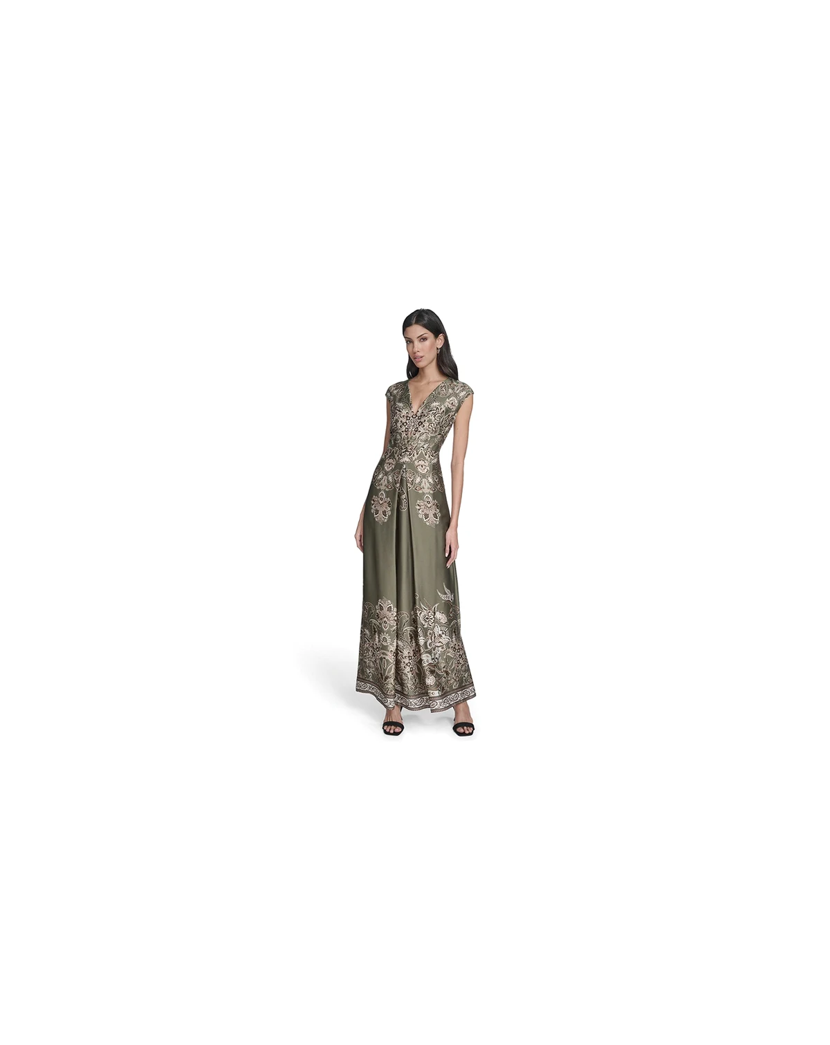 Women's Printed Extended V-Neck Dress