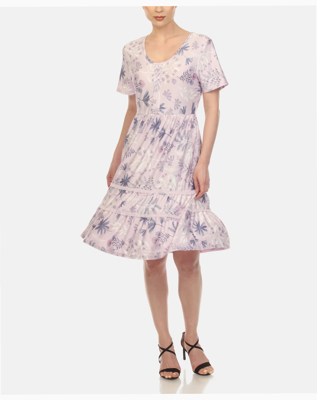 Women's Floral Short Sleeve Knee Length Dress