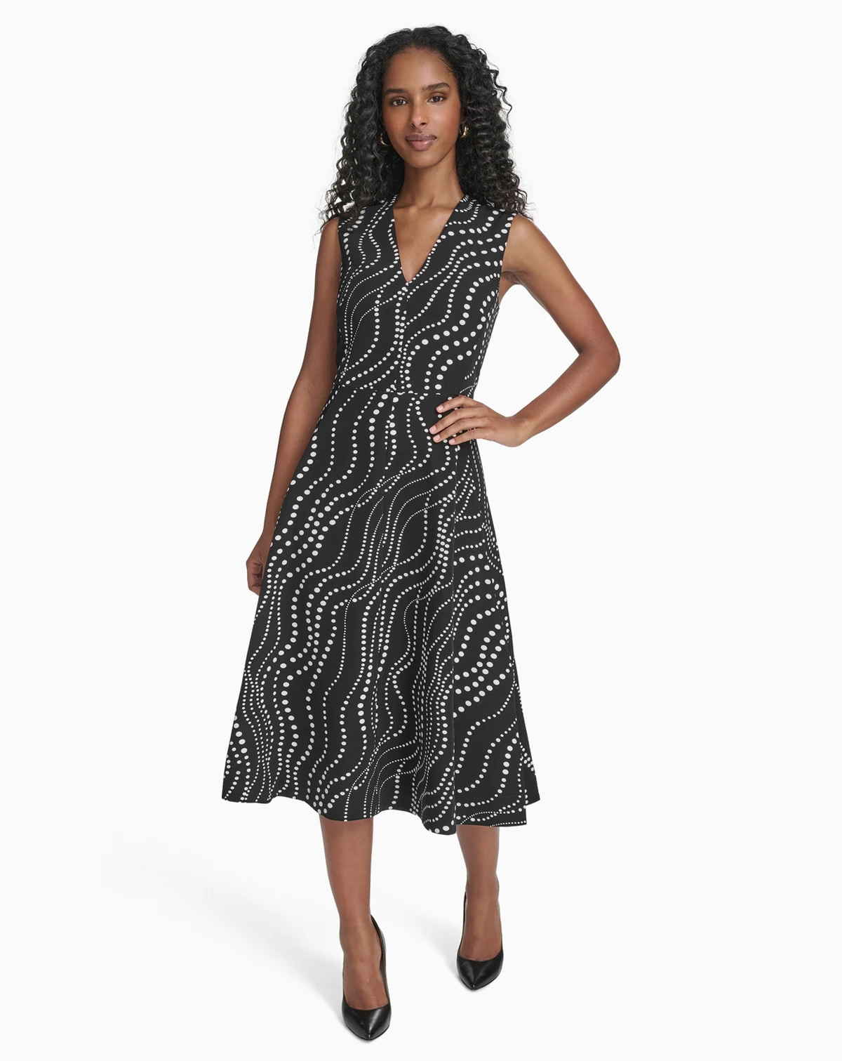 Women's Sleeveless Midi Fit and Flare Dress