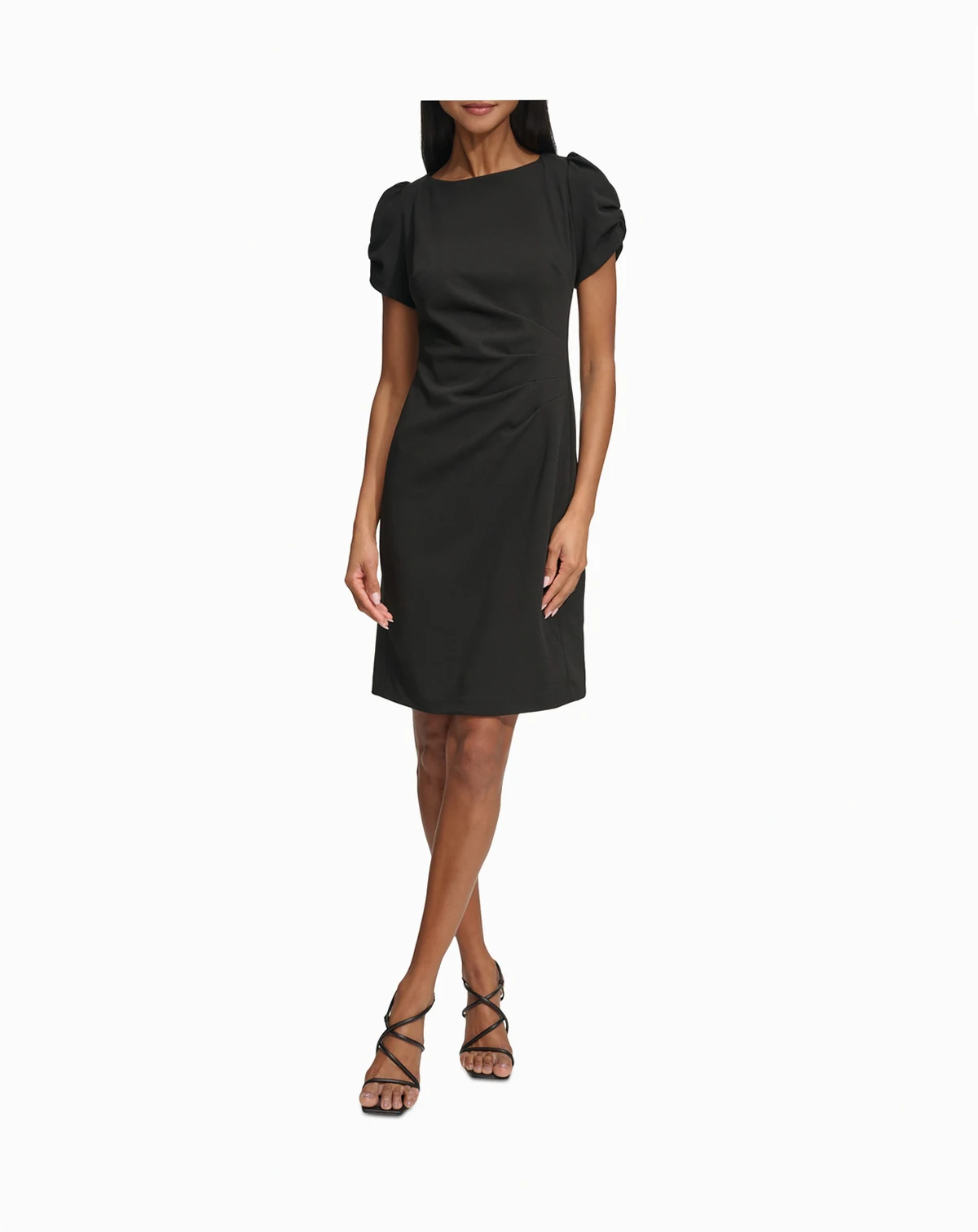 Women's Puff-Sleeve Side-Pleated Dress