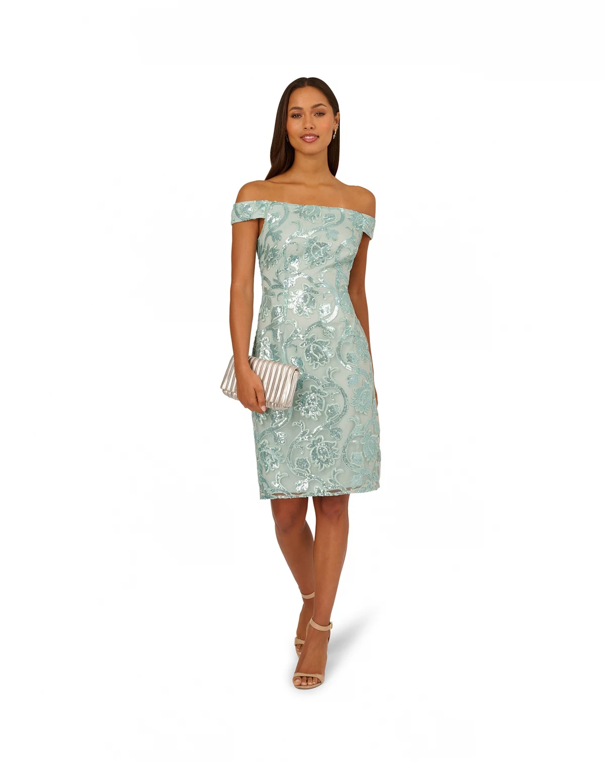 Women's Off-The-Shoulder Sequin Sheath Dress