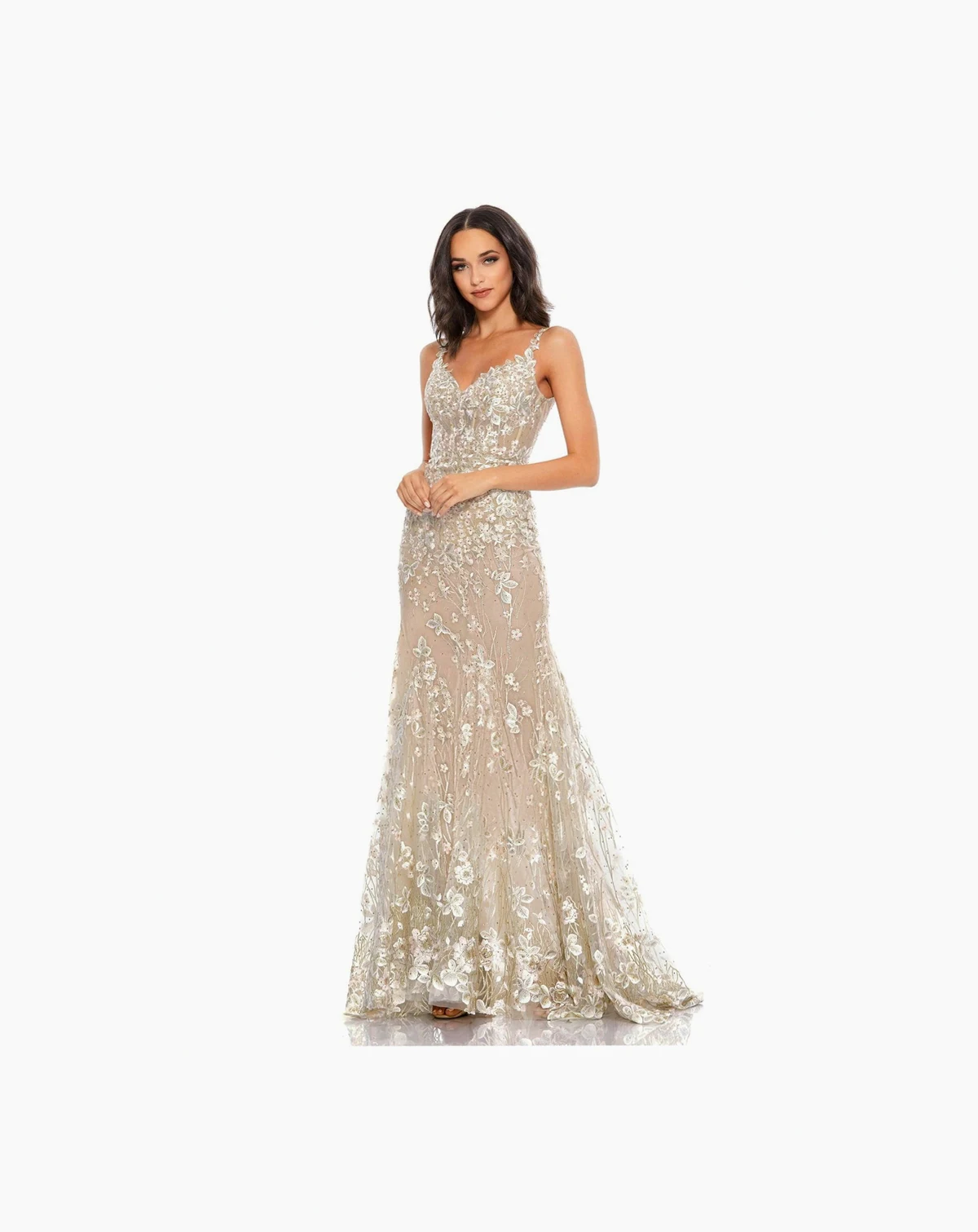 Women's Floral Embroidered Corset Bodice Gown