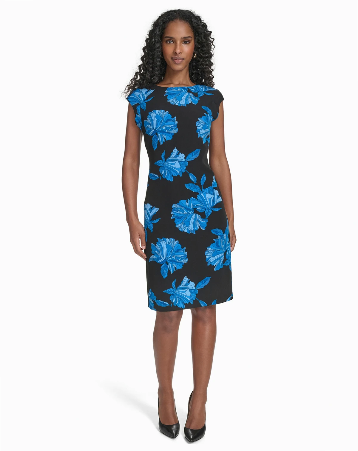 Women's Printed Cap Sleeve Shift Dress