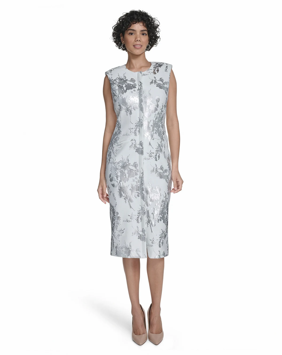 Women's Sleeveless Foil Printed Sheath Dress