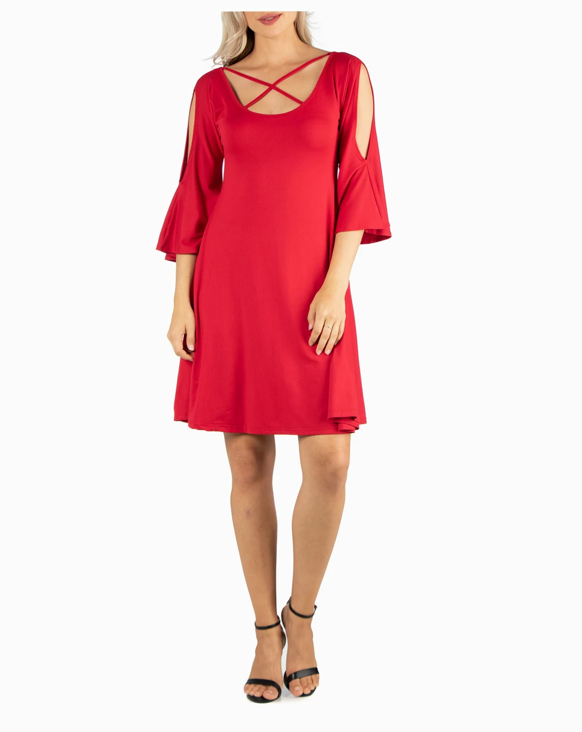 Women's Knee Length Cold Shoulder Dress
