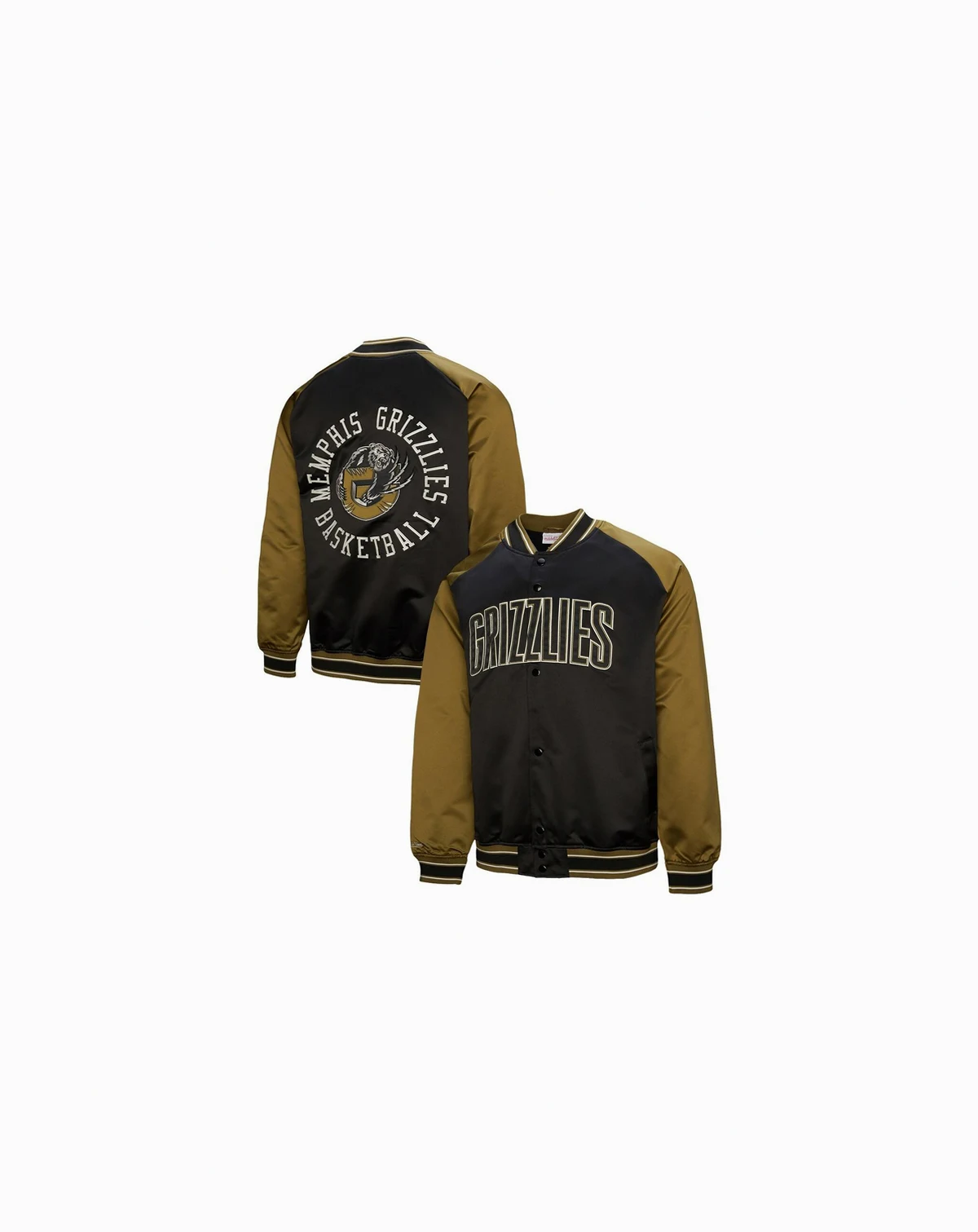 Men's Olive/Black Memphis Grizzlies Clutch Satin Raglan Full-Snap Jacket