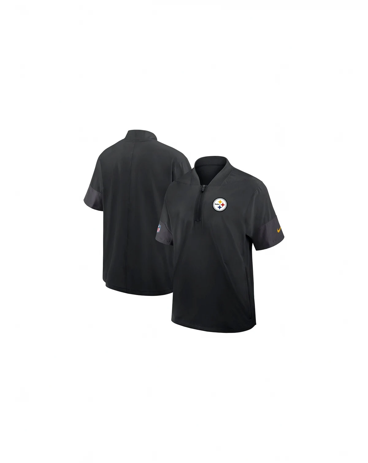 Men's Black Pittsburgh Steelers Sideline Short Sleeve Quarter-Zip Performance Coach Jacket