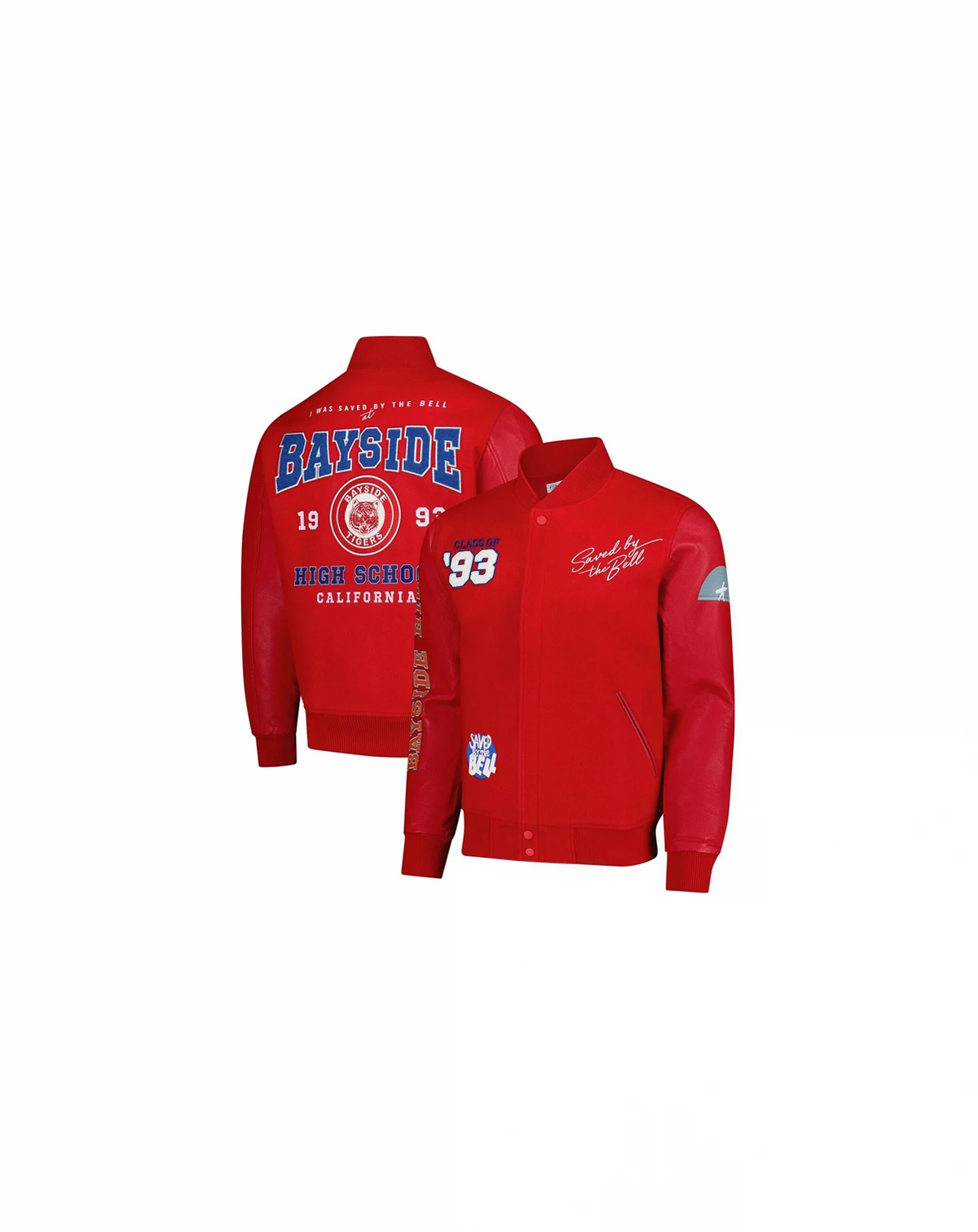Men's Red Saved by the Bell Bayside High Full-Zip Varsity Jacket