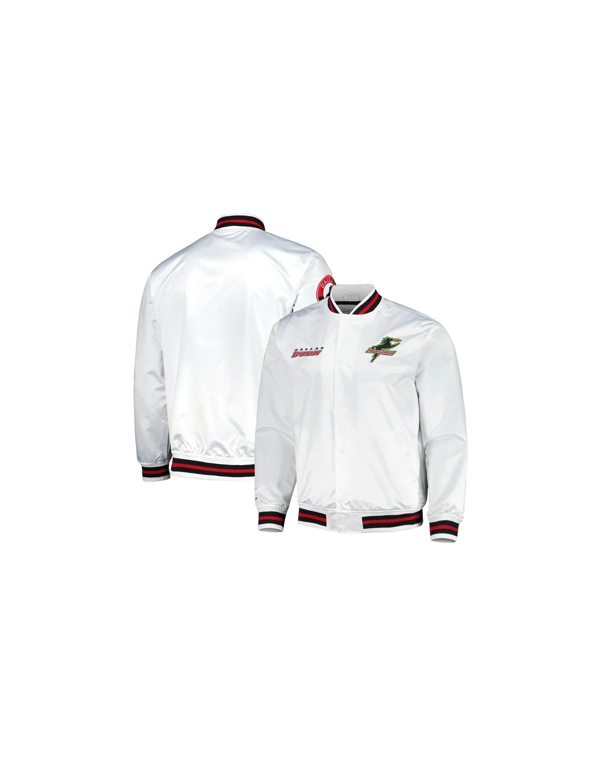 Men's White Dallas Burn City Full-Snap Satin Jacket