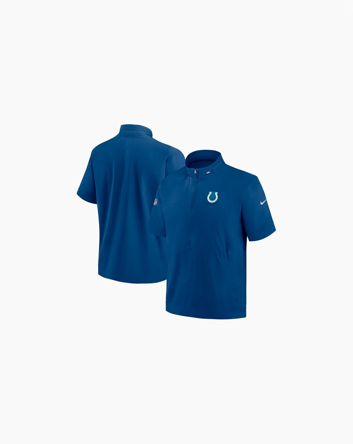 Men's Royal Indianapolis Colts Sideline Coach Short Sleeve Hoodie Quarter-Zip Jacket