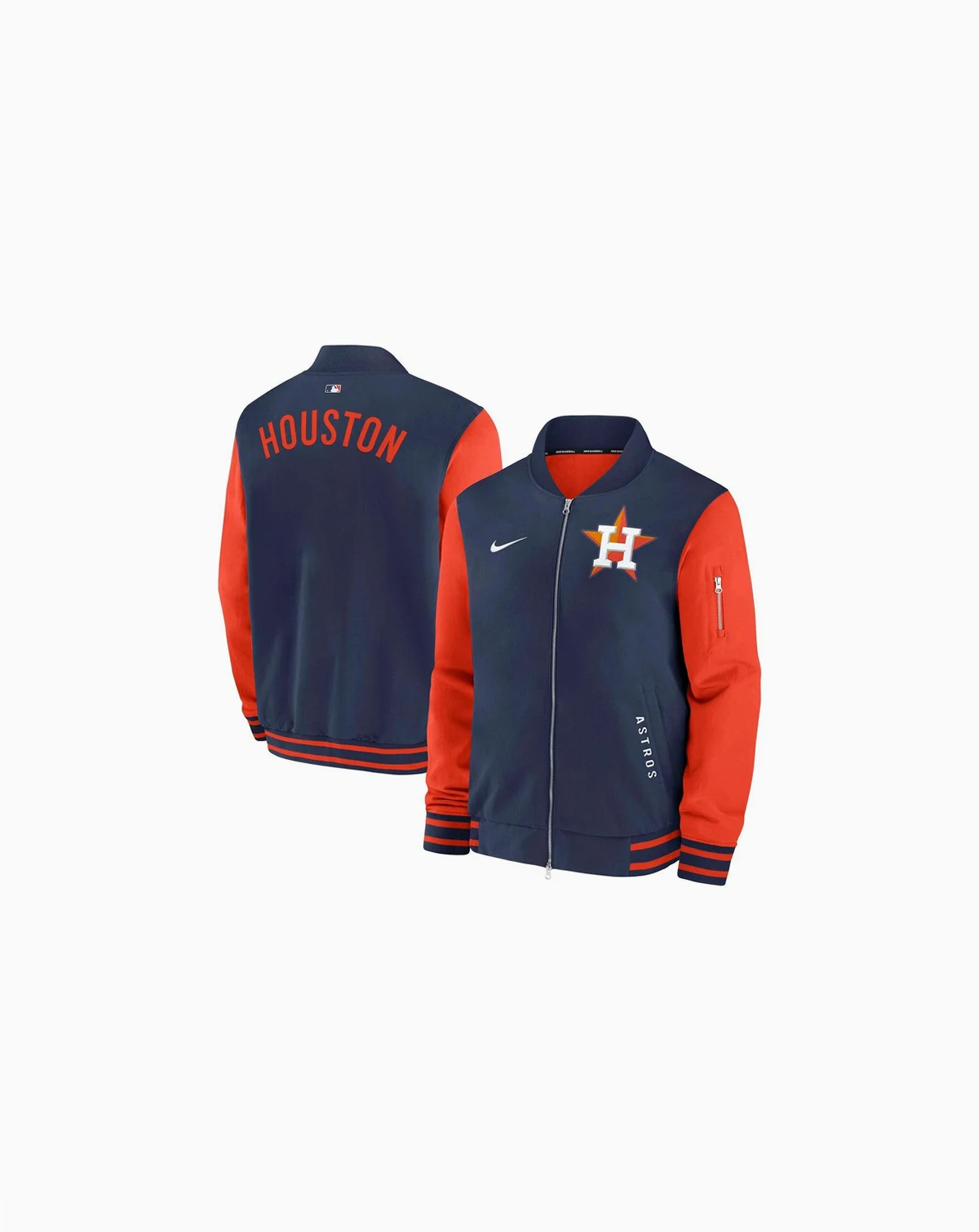 Men's Navy/Orange Houston Astros Authentic Collection Dugout Full-Zip Bomber Jacket