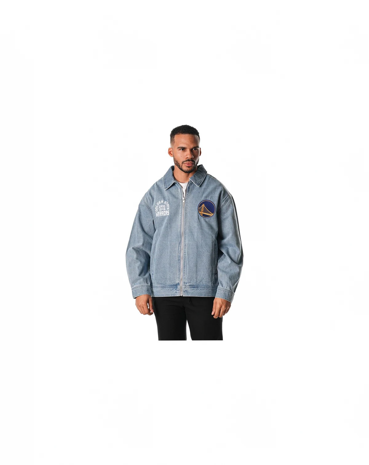 Men's and Women's Blue Golden State Warriors Coaches Full-Zip Denim Jacket