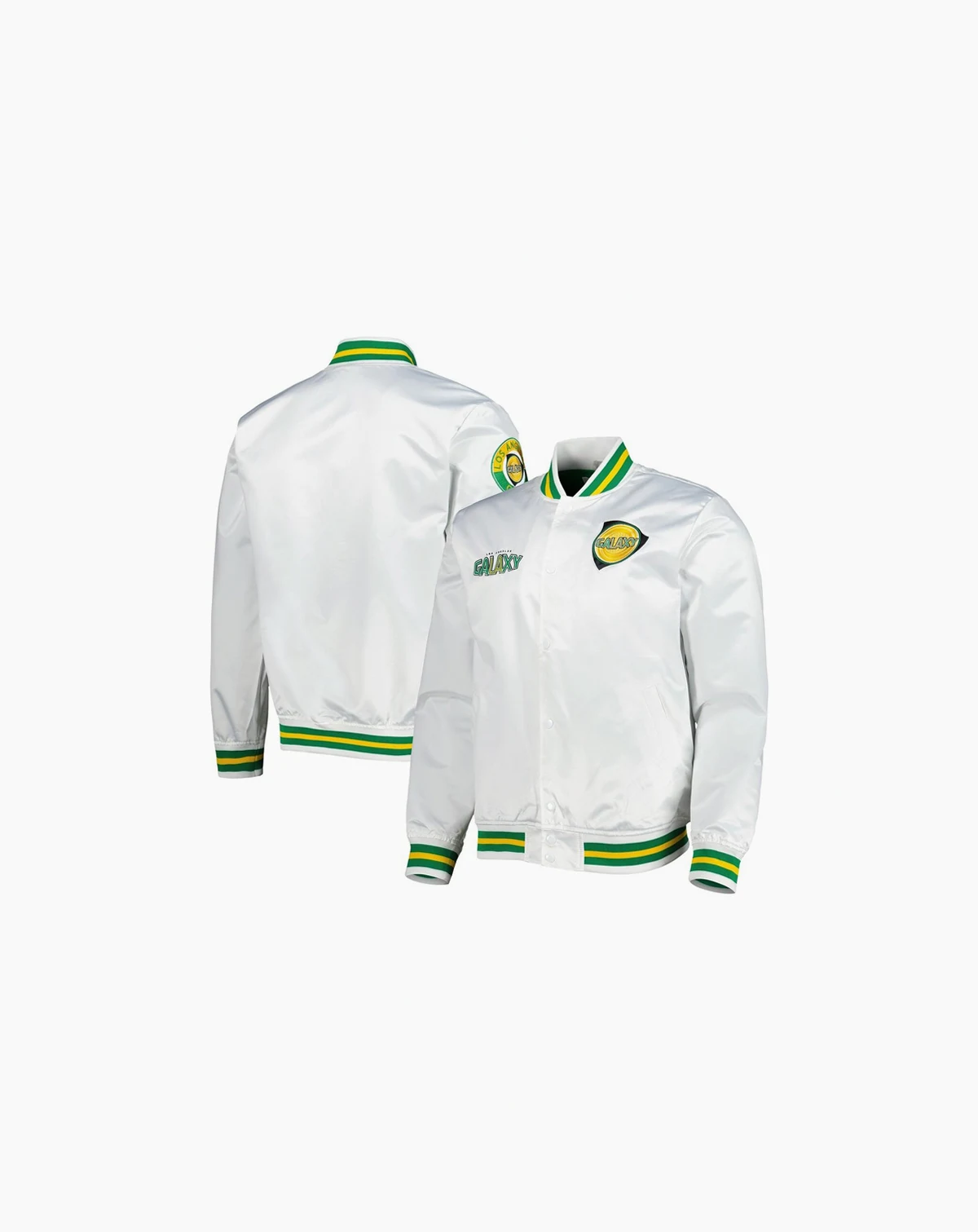 Men's White LA Galaxy City Full-Snap Satin Jacket