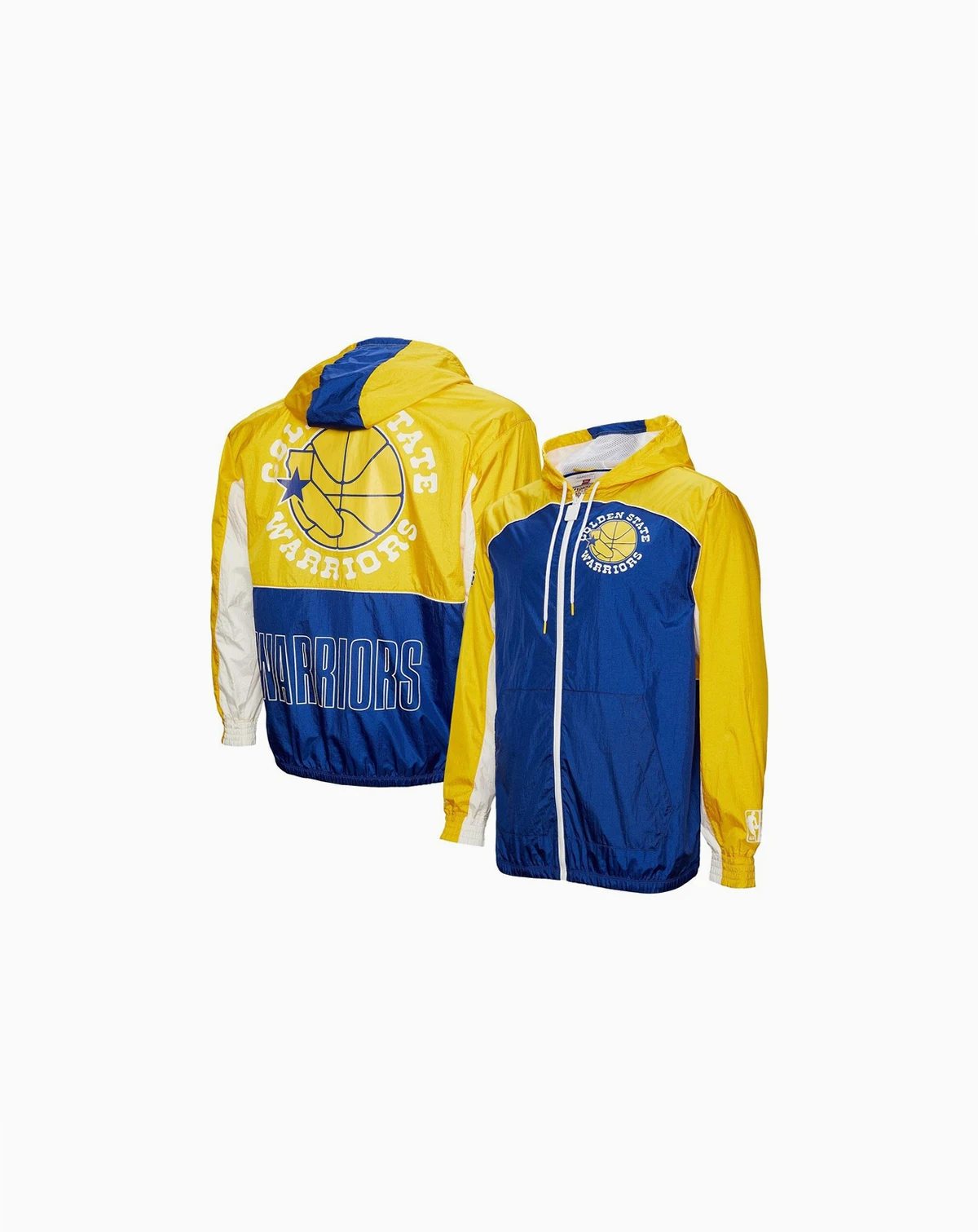 Men's Royal/Yellow Golden State Warriors Hardwood Classics Big Shot Premium Full-Zip Windbreaker Jacket