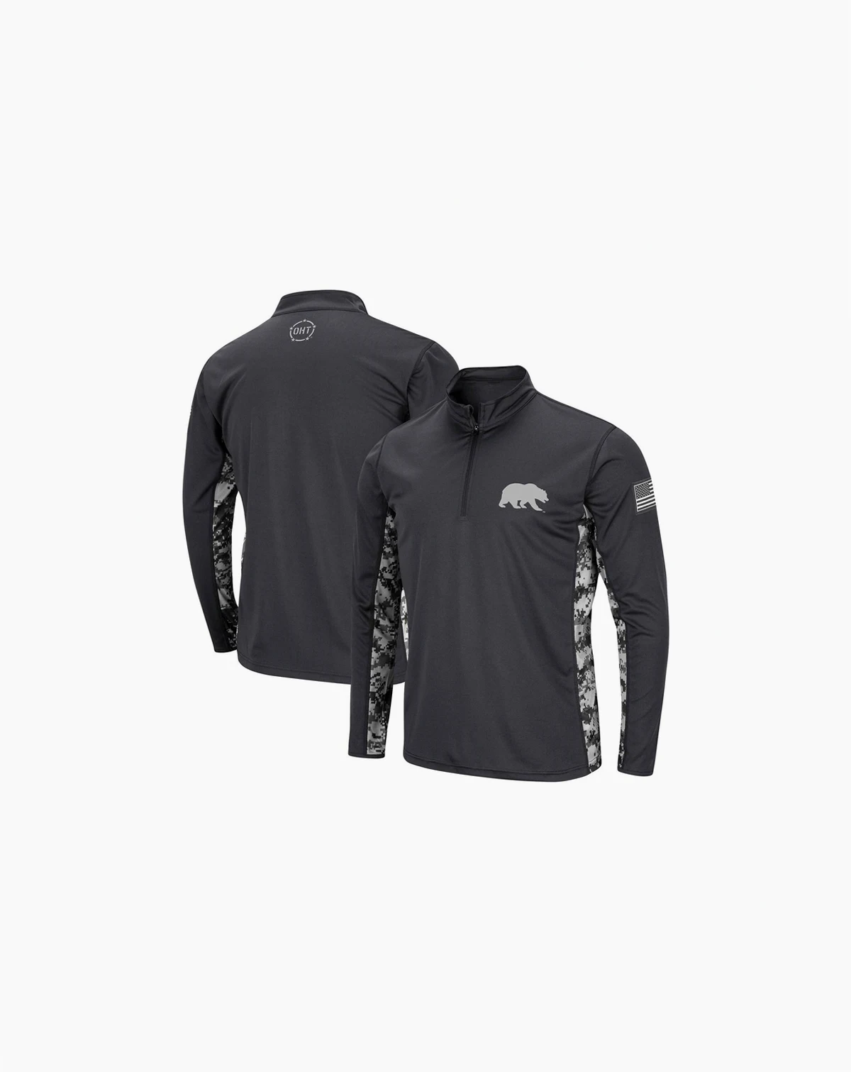 Men's Charcoal Cal Bears OHT Military-Inspired Appreciation Digi Camo Quarter-Zip Jacket