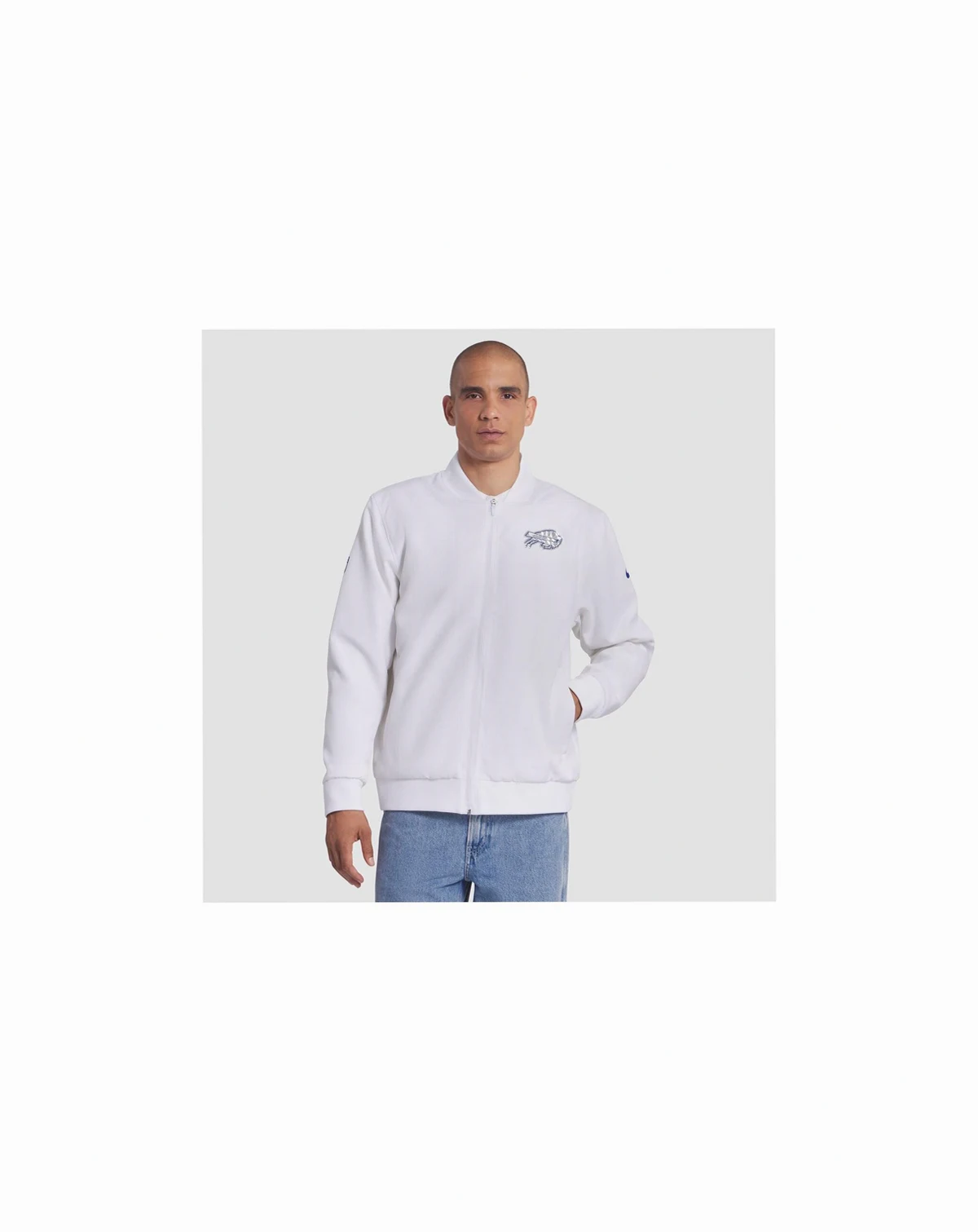 Men's White Buffalo Bills 2025 Rivalries Collection Sideline Full-Zip Bomber Jacket