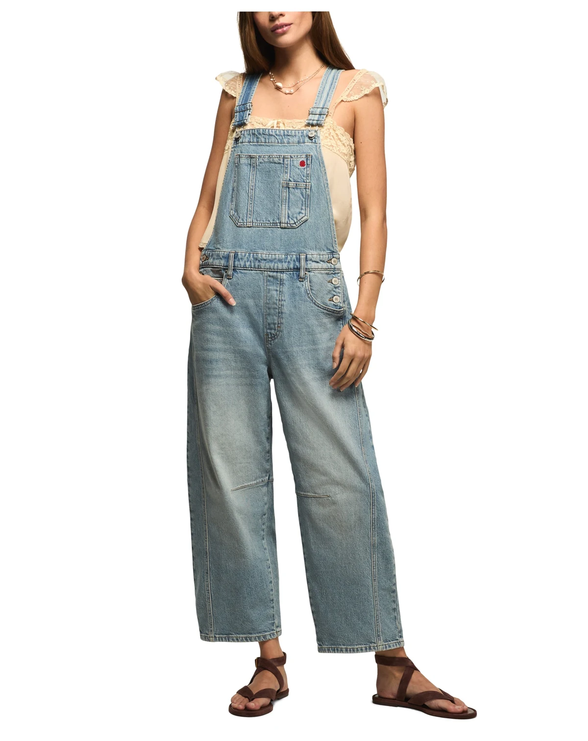 Women's Barrel Square Neck Overalls Jumpsuits