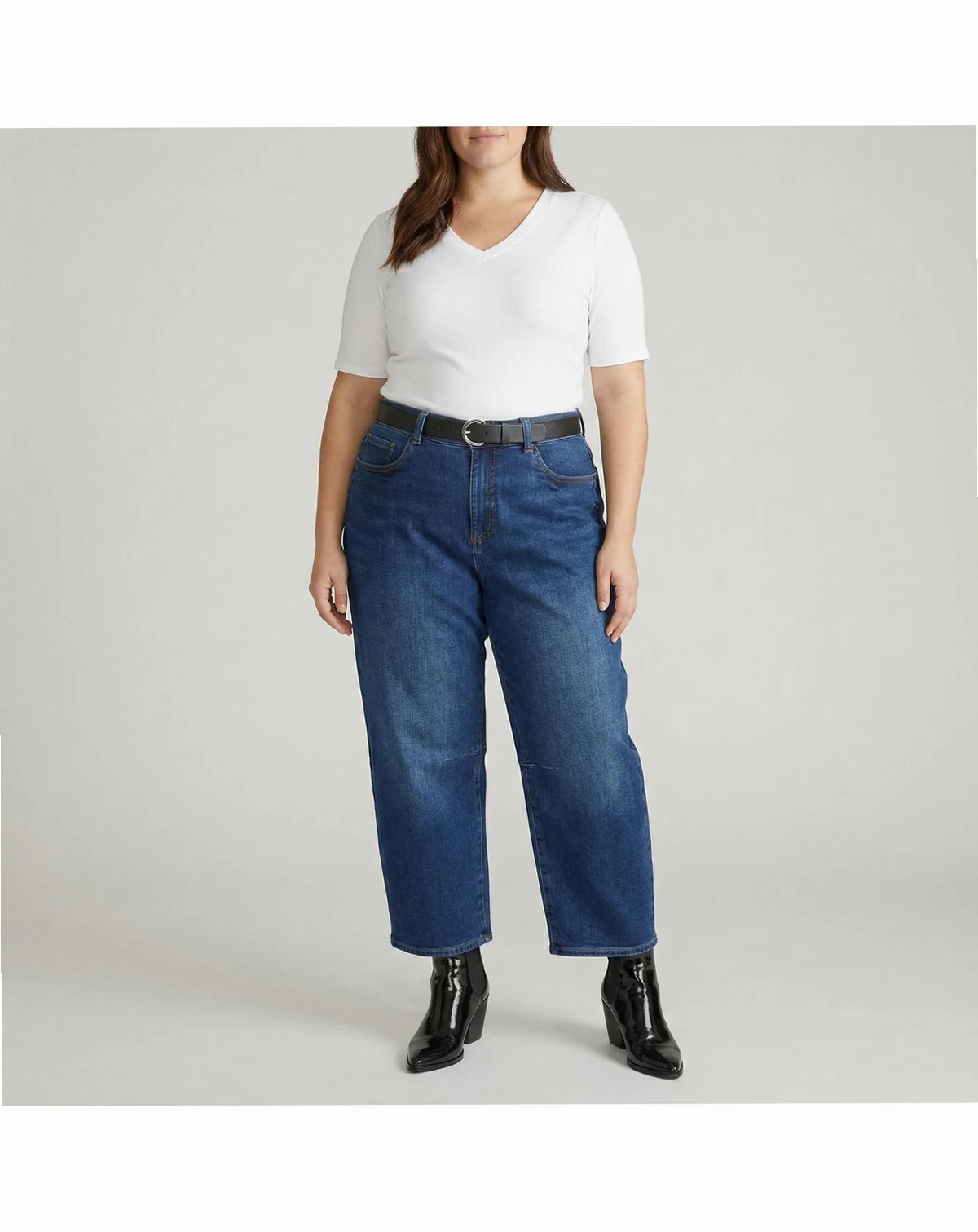 Women's Cropped Barrel Leg Jeans