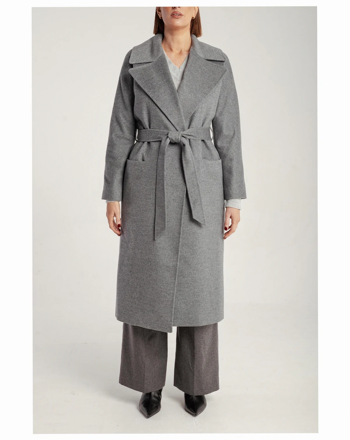 Women's Pure Cashmere Wrap Belted Midi Coat