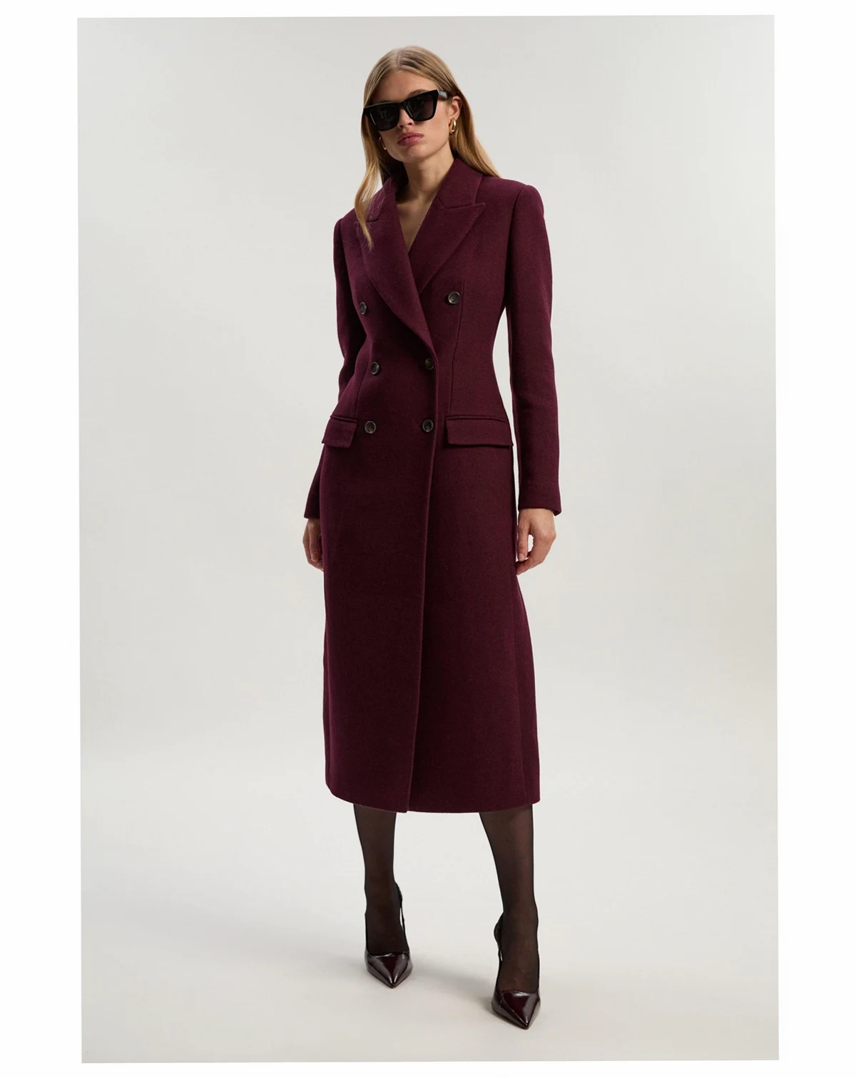 Women's Double Breasted Tailored Midi Coat