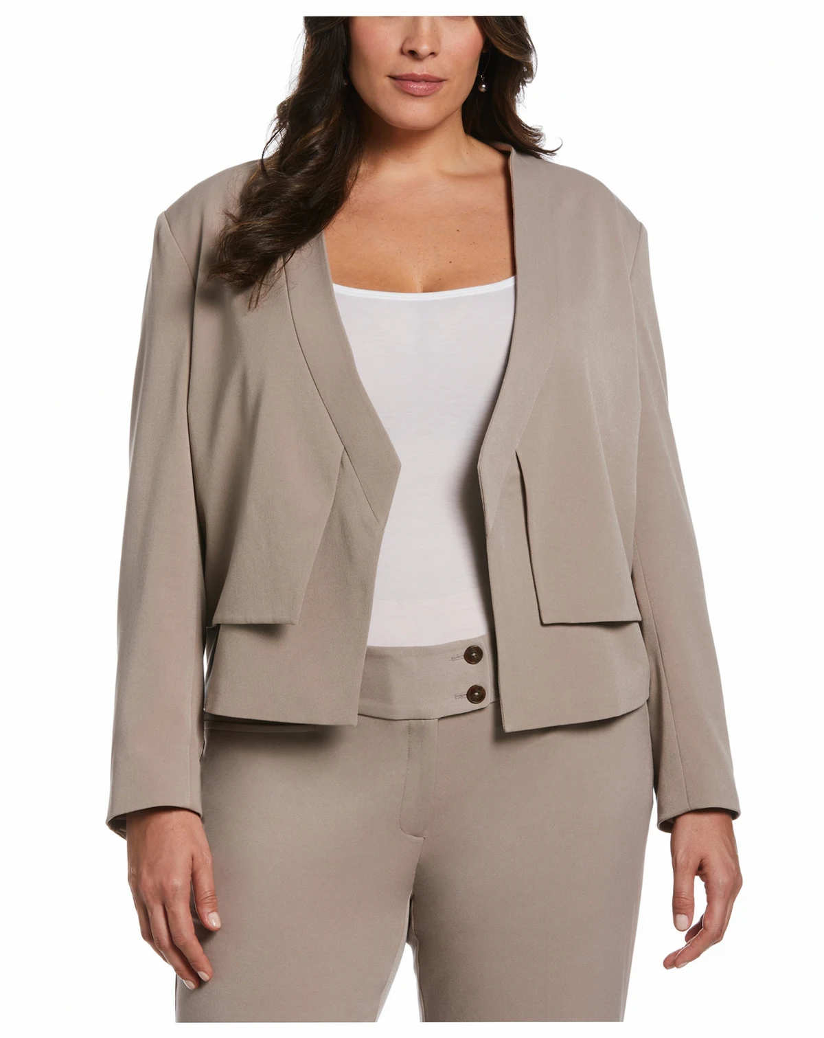 Plus Size Cropped Angled Open Blazer